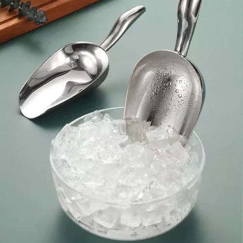 Vista 2 de Cuchara de hielo de acero inoxidable, mini cuchara para congelador, resistente, apta para lavavajillas, 5 onzas