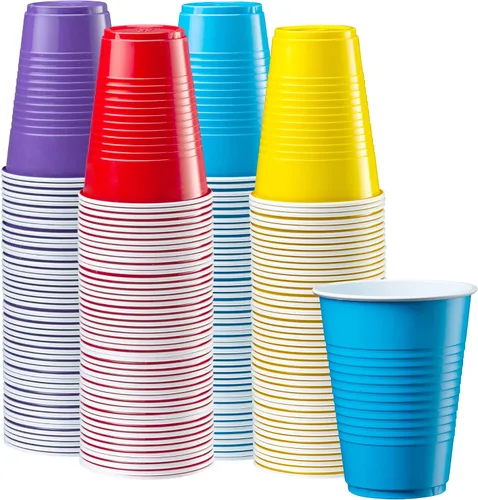 Vista 8 de GUSTO Vasos de plástico desechables para fiestas, 12 onzas, 240 unidades, varios colores, para fiestas, eventos y uso diario, paquete muy cómodo