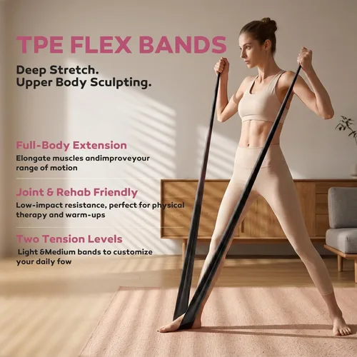 Vista 7 de Pilates Kit, 15-Inch Pilates Ring with 1x Pilates Ball & 5X Bands Black