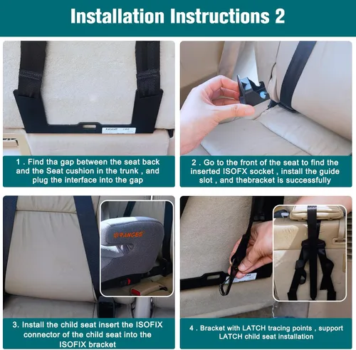Vista 6 de Kit de anclaje universal para asiento de niño, soporte de montaje de asiento de automóvil, soporte de interfaz de pestillo universal extendido