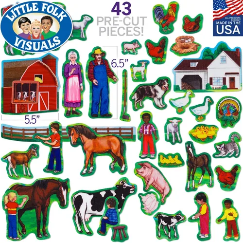 Vista 2 de Little Folk Visuals Juego de 43 piezas de fieltro precortadas para granja