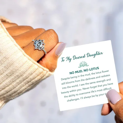 Vista 5 de STORYJEWELLERY To My Daughter Lotus Ring, Lotus Flower Ring for Daughter, Empowering Ring for Daughter, Daughter Gift from Mom, Gifts for Daughter