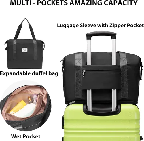 Vista 5 de LONG VACATION Juego de equipaje de 4 piezas de ABS hardshell TSA Lock Spinner Ruedas equipaje de mano en maleta, Manzana Verde (Apple Green), Juego