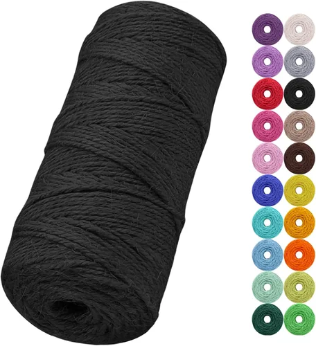 Vista 38 de Cuerda de yute natural de 0.079 pulgadas y 328 pies para manualidades, cuerda de yute de colores de 3 capas para envoltura de regalos, jardinería