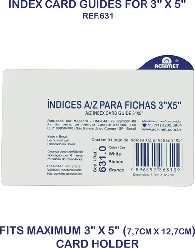 Vista 2 de acrimet Tarjetas de índice para 3 x 5 Titular de la tarjeta (a a Z)