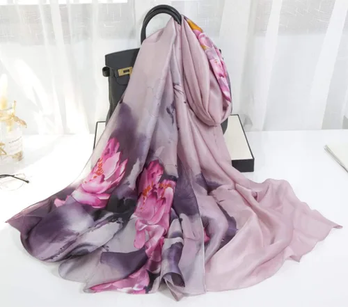 Vista 2 de Bufandas para mujer ligeras con estampado de flores, chales, bufandas de moda, chales con protección solar