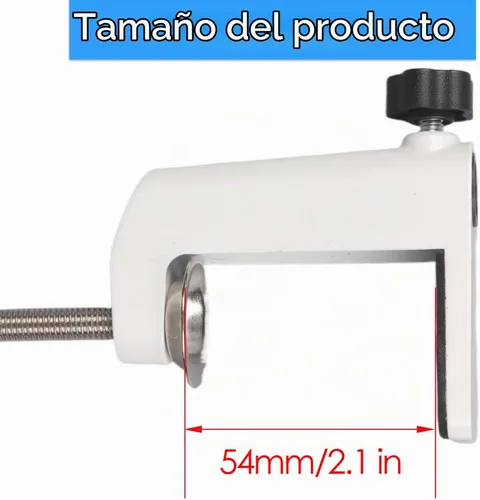 Vista 2 de Soporte de lámpara universal con abrazadera en C Base de abrazadera de montaje de escritorio para luces de brazo oscilante, iluminación de Blanco