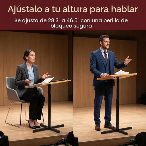 Vista 3 de Pyle Atril portátil de piso, podio, altura ajustable, diseño de pie constante, para profesor, conferencia, aula, soporte para libros de computadora