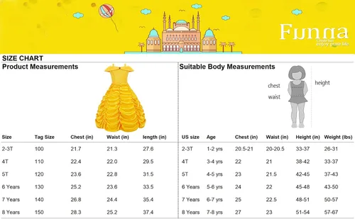 Vista 6 de Funna Disfraz de Bella para niñas, vestido de princesa en capas con hombros descubiertos y accesorios