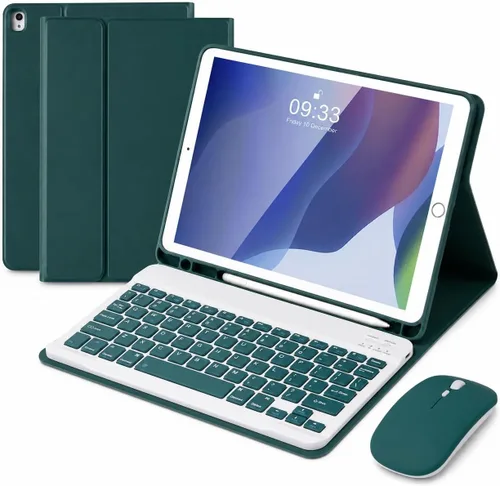 Vista 13 de SOPPY Funda con teclado Bluetooth con mouse para iPad de 6ª/5ª generación, iPad Pro de 9.7 pulgadas, Air 1/2, teclado inalámbrico desmontable