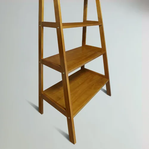Vista 4 de Casual Home Librería de escalera de 5 estantes de madera maciza 100% estándar, 72 pulgadas de alto, castaño