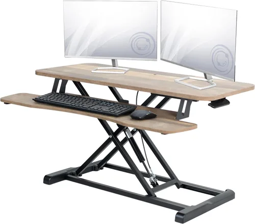 Vista 15 de VIVO Convertidor de escritorio de 26 pulgadas, Serie K, elevador ajustable de sentado a parado, estación de trabajo para dos monitores y laptop