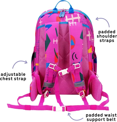 Vista 5 de Mochila para niños de 16 pulgadas para niñas y niños a partir de 6 años con correas de hombro ajustables. Se adapta a una altura de 3 pies 9