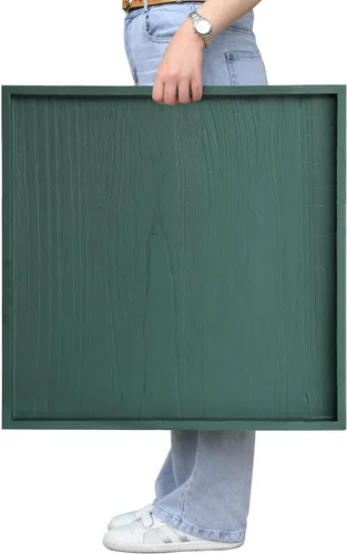 Vista 19 de Gurfuy Bandeja de madera rústica de 20 pulgadas para servir – Bandeja redonda extragrande para mesa de café decorativa de granja de gran