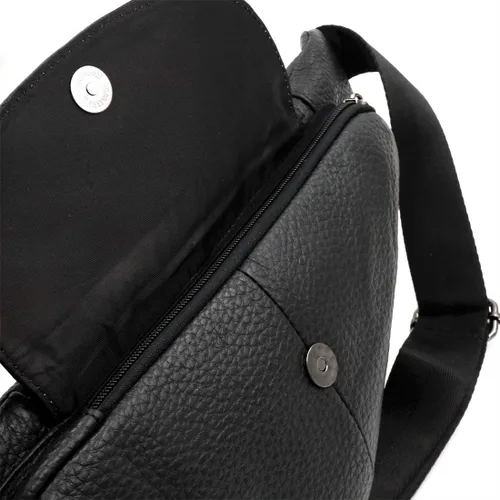 Vista 4 de Vidlea Basic - Mochila bandolera de piel negra, color negro