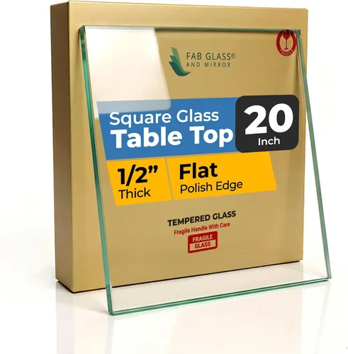 Vista 13 de Tablero de vidrio templado transparente de 10 pulgadas cuadradas con borde biselado de 1/2 pulgada de espesor para mesas de comedor, de café
