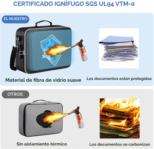 Vista 6 de BALEINE Caja de Documentos Ignífuga con Cerradura, Bolsa de Documentos Ignífuga Portátil Impermeable Cajas de Archivos Ignífugas para Documentos