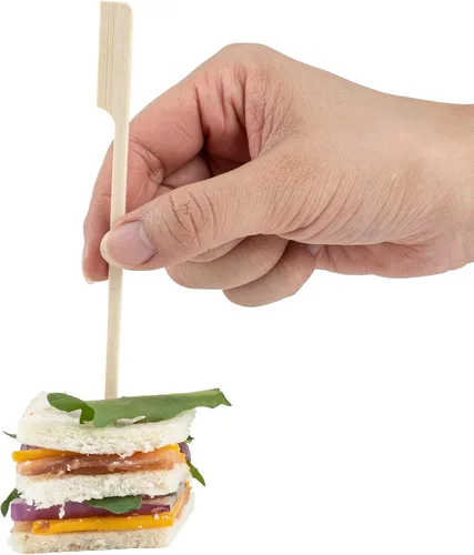 Vista 15 de Restaurantware Pinchos de bambú de 5.9 pulgadas, 100 púas de bambú desechables resistentes – Cabeza de paleta resistente de bambú para aperitivos