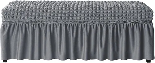 Vista 9 de Funda de banco tapizada elástica de sirsaca para banco de comedor, protector de asiento de banco de comedor con falda, protectores de banco