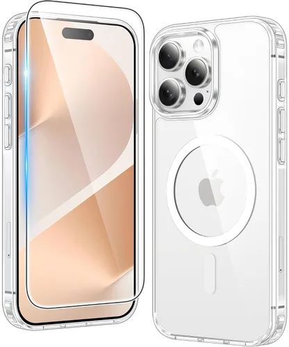 Vista 45 de FNTCASE para iPhone Air Case Clear: Fundas magnéticas para teléfono con protector de pantalla a prueba de caídas, compatibles con Magsafe, delgadas
