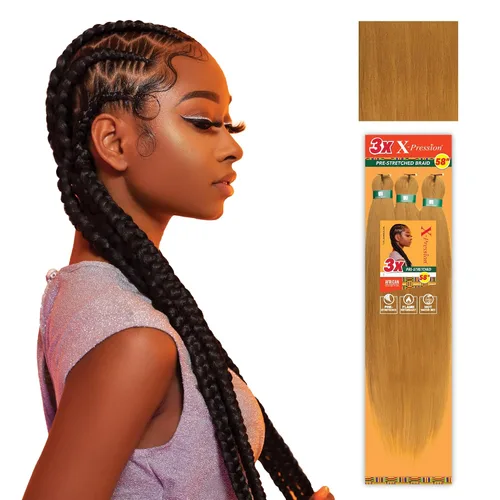 Vista 15 de Sensationnel X-Pression - Trenzas sintéticas prestiradas, 3 unidades, 58 pulgadas, negro azabache 1 Cabello trenzado, Kanekalon, ignífugo