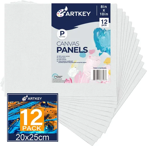 Vista 25 de Artkey Bastidores entelados para pintar, 8 x 10 pulgadas, paquete de 4 unidades, lienzo en blanco de 10 onzas con imprimación 100% algodón blanco