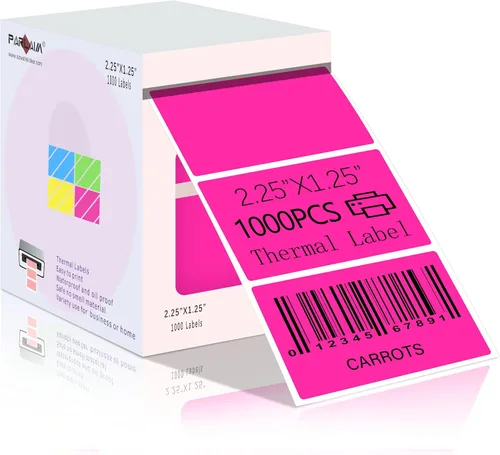 Vista 10 de PARLAIM Etiquetas térmicas directas rectangulares de 2.25 x 1.25 pulgadas, calcomanías circulares autoadhesivas, 1000 calcomanías/rollo para diseño