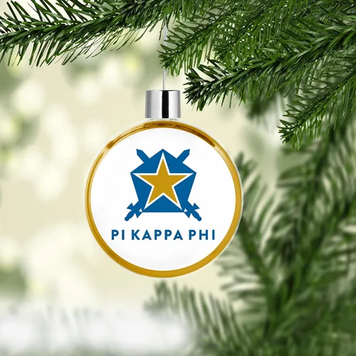 Vista 3 de Pi Kappa Phi Fraternity - Adorno redondo y plano para árbol de Navidad, decoración para fiesta de árbol, decoración del hogar y vacaciones