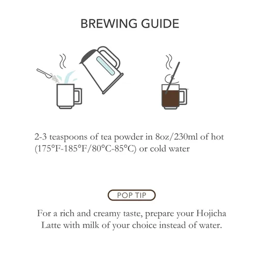 Vista 9 de Hojicha Powder - Polvo de té verde tostado japonés Sabor suave y tostado Bajo en cafeína Perfecto para lattes, hornear y postres Vegano, sin