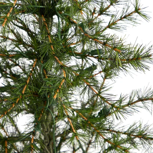 Vista 5 de Nearly Natural Árbol de Navidad artificial de 3 pies con 50 luces LED transparentes en una base de arpillera