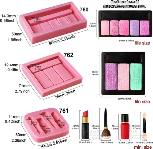 Vista 2 de Herramientas de maquillaje pequeñas de silicona para fondant, juego de pincel, lápiz labial, colorete en polvo, paleta de sombra de ojos 23
