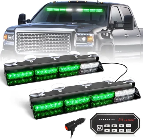Vista 9 de HLauto Luces Estroboscópicas de Emergencia para Tablero 604N: 2x16.8 pulgadas Luz de Seguridad Ámbar Blanca con Take Down, Barra de Luz