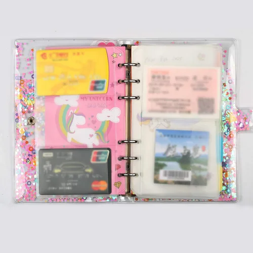Vista 5 de 32 bolsillos para carpeta, tamaño A6, 6 agujeros, con cremallera, para carpetas de 6 anillas, bolsas de hojas sueltas, bolsa de PVC impermeable