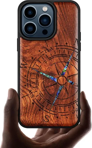 Vista 16 de Carveit Funda magnética de madera para iPhone 15 Pro, compatible con cargadores inalámbricos MagSafe, funda a prueba de golpes, carcasa hecha a mano
