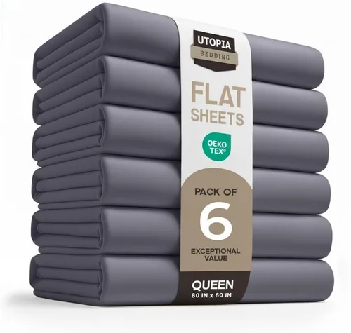 Vista 24 de Utopia Bedding Sábana encimera – 1 paquete (individual, beige) – Tela de microfibra suave cepillada – Sábana superior resistente al encogimiento y a