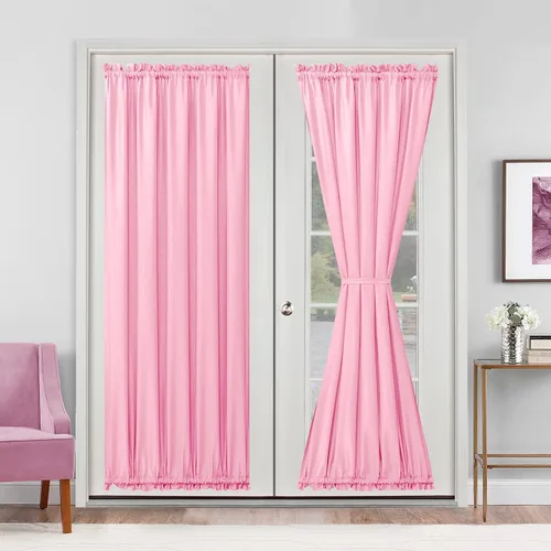 Vista 91 de Cortinas para puerta francesa, color aguamarina, 24 pulgadas de ancho x 40 pulgadas de largo, 1 panel Bolsillo para barra, semitransparente