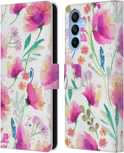 Vista 152 de Head Case Designs Officially Licensed Ninola Abstract Poppies Lilac Floral Leather Wallet Case Compatible with Samsung Galaxy A07 4G