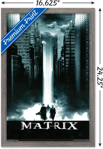 Vista 3 de Trends International The Matrix - Póster de pared de arte clave, 14.725 x 22.375 pulgadas, versión enmarcada de madera de granero Versión enmarcada