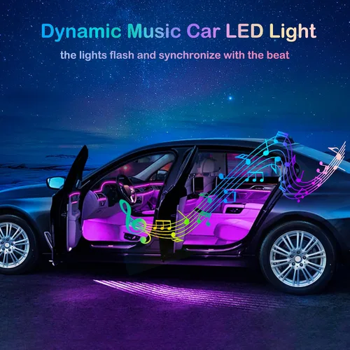 Vista 4 de Tira de luces LED para interiores de automóvil, RGB 6 en 1, kits de iluminación ambiental con fibra óptica de 315 pulgadas, 16 millones
