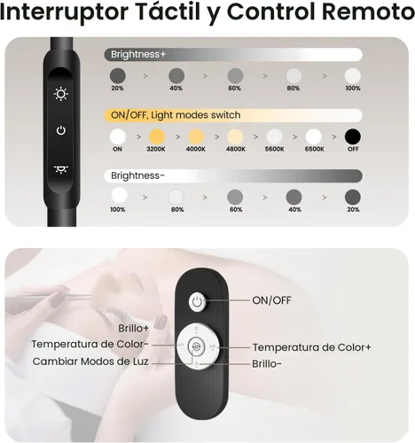 Vista 6 de Mznoo Luz de pestañas, lámpara de media luna con bandeja de herramientas, luz de luna LED para extensiones de pestañas, modos de color flexibles
