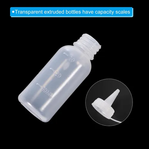 Vista 4 de PATIKIL Botellas aplicadoras de precisión de 1 oz, 10 botellas de 1.0 fl oz con punta de aguja, botellas pequeñas para apretar, mini botella