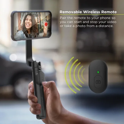 Vista 3 de PureGear Soporte de trípode magnético para selfie stick con control remoto inalámbrico, compatible con MagSafe para iPhone serie 17/16/15/14/13/12