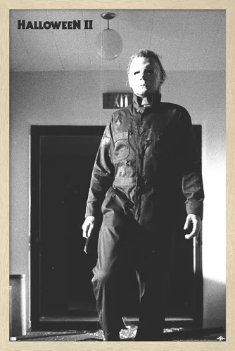 Vista 7 de Trends International Halloween II - Póster de pared de Michael Hallway, 14.72 x 22.37 pulgadas, versión enmarcada de madera de granero
