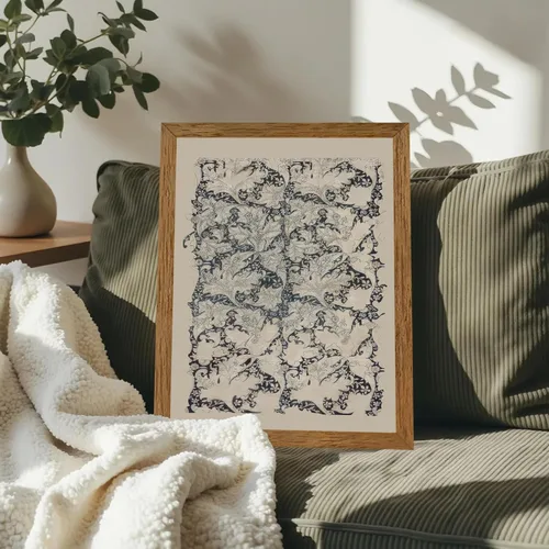 Vista 4 de Krtoni 3 piezas de arte de pared vintage enmarcadas de William Morris, impresiones de lienzo floral abstracto neutro, rústico, bohemio, flores