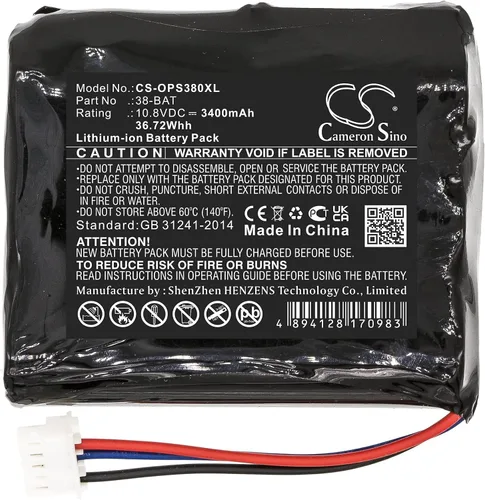 Vista 3 de Batería de repuesto para Olympus 38DL Plus Ultrasónico Espesor PN: Olympus 38-BAT 3400mAh / 36.72Wh