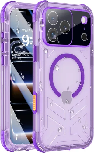Vista 39 de Funda impermeable para iPhone 15 con Magsafe, protector de pantalla, cordón, IP68 militar de cuerpo completo a prueba de golpes, para deportes