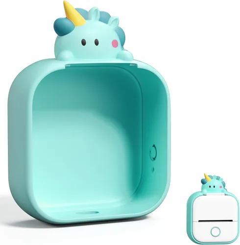 Vista 10 de Memoking T02 - Funda protectora con forma de orejas de conejo, silicona suave, sin BPA, lindo diseño de impresora, compatible con T02 Mini Bluetooth