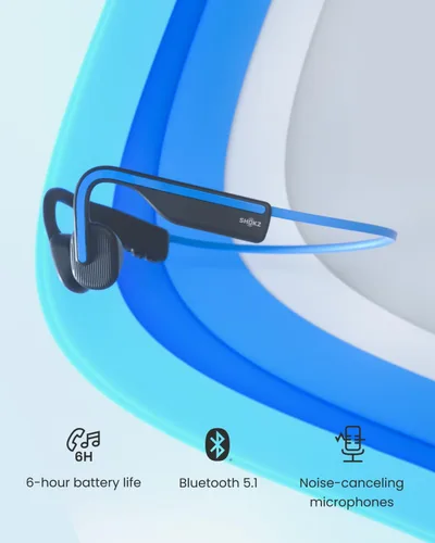 Vista 2 de SHOKZ OpenMove - Auriculares deportivos Bluetooth de oreja abierta, auriculares inalámbricos de conducción ósea, resistentes al sudor para correr