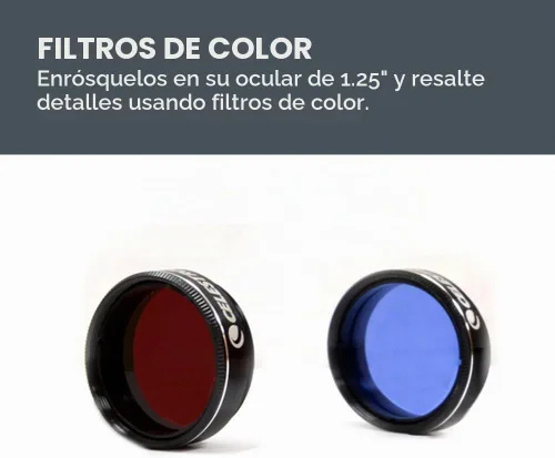 Vista 3 de Celestron PowerSeeker kit de accesorios de telescopio Essential Accessories for Beginning Astronomers, 2 Kellner Eyepieces, 3 Colored Filters