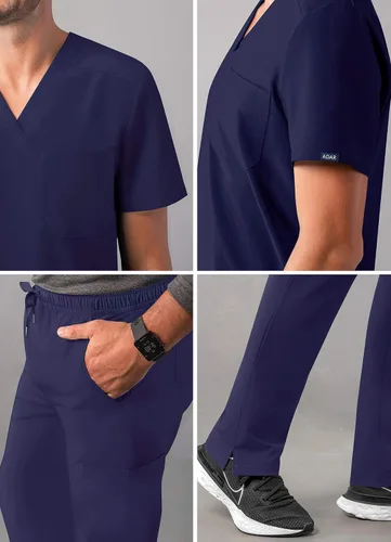 Vista 4 de Adar Addition Go-Basic - Conjunto de uniforme médico para hombre, camiseta médica clásica con cuello en V y pantalones de uniforme médico tipo cargo